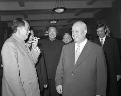 Mao and Khrushchev at the Kremlin in November 1957.