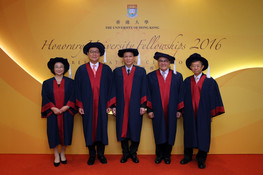 (from left) Mrs Margaret Leung Ko May Yee, Professor Frederick Ma Si Hang, Mr Man Cheuk Fei, Mr Abraham Shek Lai Him and Mr Wong Kai Man