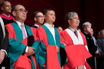 Three recipients of honorary degrees (from left to right): Dr David MONG, Dr Jack MA and Professor TANG Ching Wan