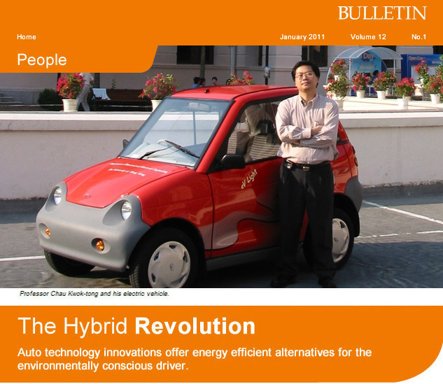 Professor Chau Kwok-tong and his electric vehicle.