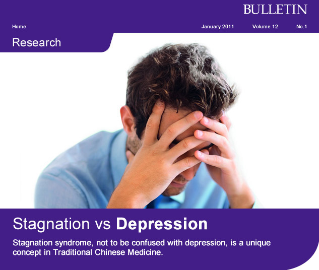 Stagnation vs Depression
      
Stagnation syndrome, not to be confused with depression, is a unique concept in Traditional Chinese Medicine.