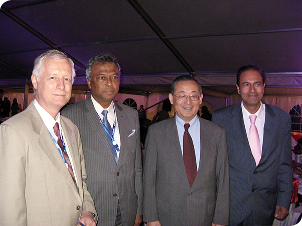 From left: Professor Mark Bray was with Armoogum Parsuramen, Mauritius’ longest-serving Minister of Education, Tang Qian, Assistant Director-General for Education in UNESCO and Steven Obeegadoo, a Mauritian Member of Parliament and former Minister. The policies of the Mauritian ministers concerning shadow education, which has a long history in Mauritius, are analysed in Professor Bray’s book.