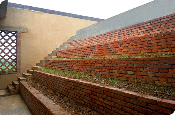 Terraces for planting crops fertilised with leftover slurry