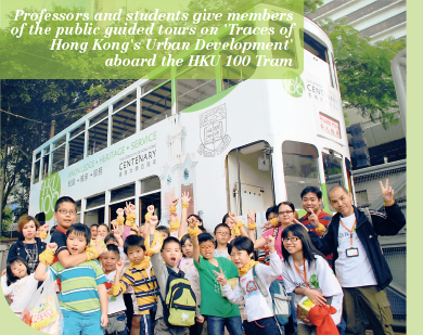 Professors and students give members of the public guided tours on 'Traces of Hong Kong's Urban Development' aboard the HKU 100 Tram