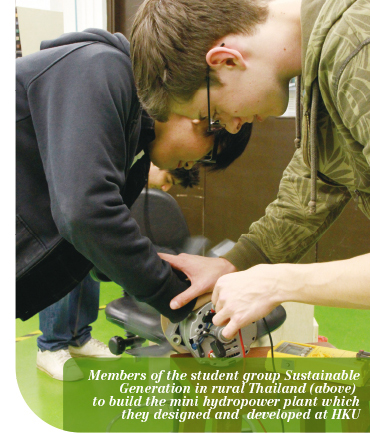 Members of the student group Sustainable Generation in rural Thailand to build the mini hydropower plant which they designed and developed at HKU
